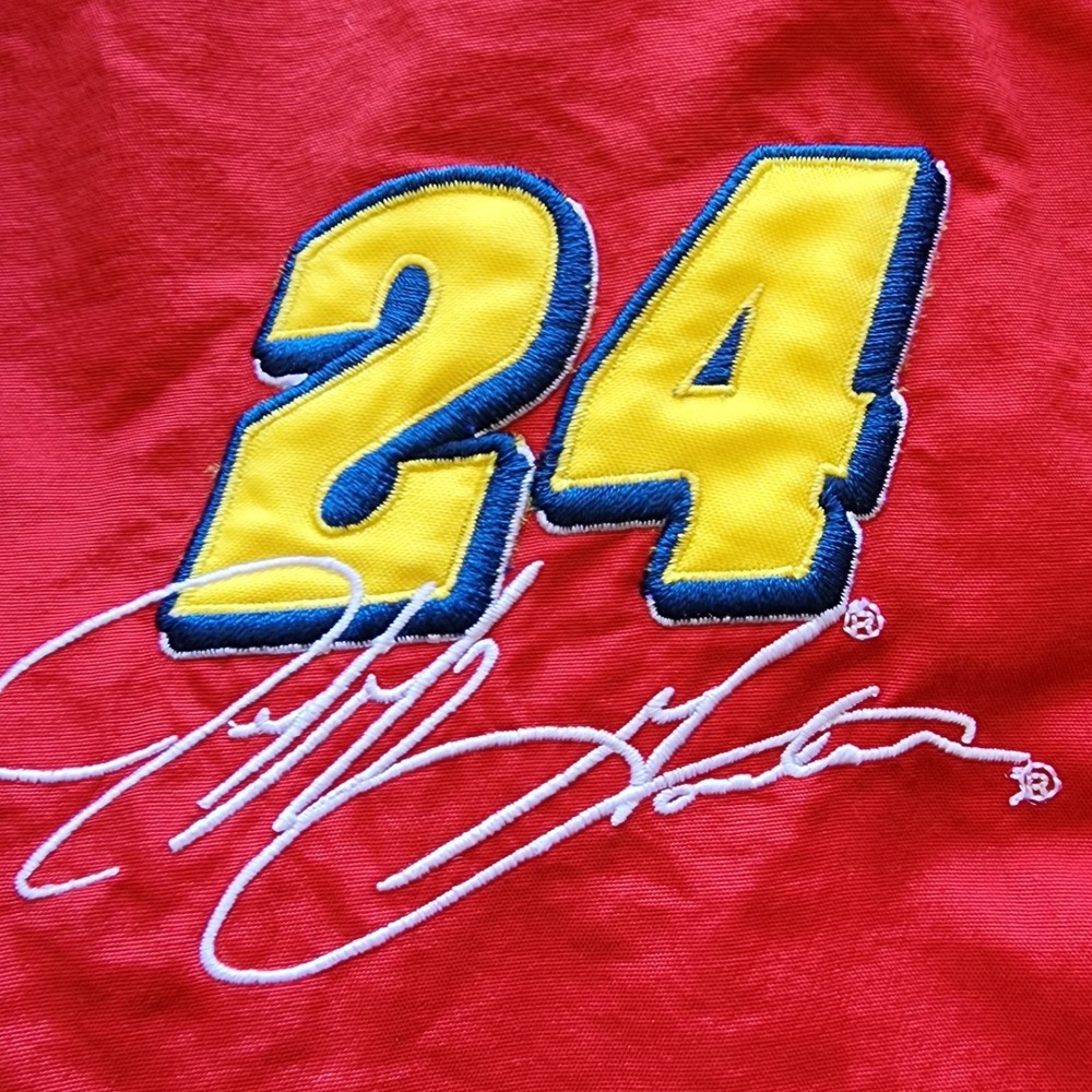 VTG Chase Authentics Jeff Gordon DuPont NASCAR Flame Jacket 2XL streetwear Y2K - Picture 7 of 12